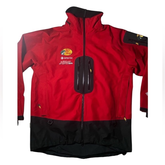 Mens Bass Pro Shops 100MPH Gore-Tex Hooded Rain Jacket Red Size M